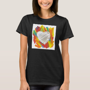 Artistieke kleurrijke verf hart dames t-shirt