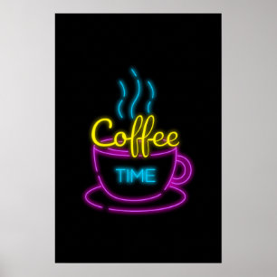 Artistieke Koffiewinkel Neon Art Easy Coffee Art Poster