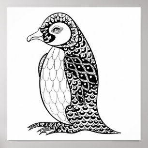 Artistieke koning Penguin Zendoodle 2 Poster