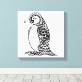 Artistieke Koning Penguin Zendoodle 6 Canvas Afdruk (Insitu (Houten vloer))