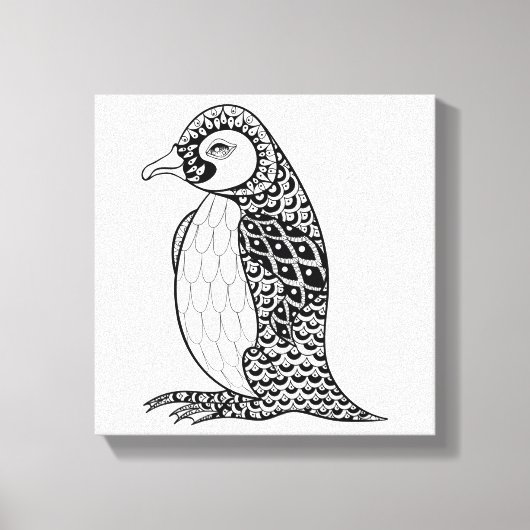 Artistieke Koning Penguin Zendoodle 6 Canvas Afdruk (Voorkant)