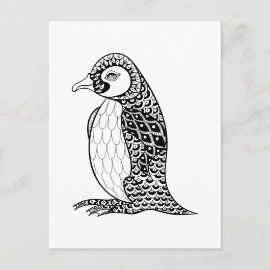 Artistieke koning Penguin Zendoodle Briefkaart (Voorkant)