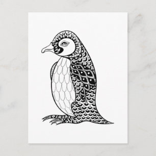 Artistieke koning Penguin Zendoodle Briefkaart