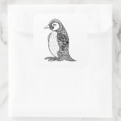 Artistieke koning Penguin Zendoodle Vierkante Sticker (Tas)