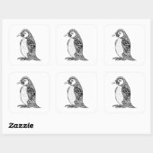 Artistieke koning Penguin Zendoodle Vierkante Sticker (Vel)
