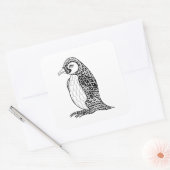 Artistieke koning Penguin Zendoodle Vierkante Sticker (Envelop)