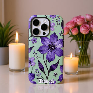 Artistieke Kosmos Bloemen op Blauw iPhone 16 Pro Hoesje