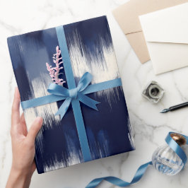 Artistieke kwast marine-indigo slag abstract patro cadeaupapier