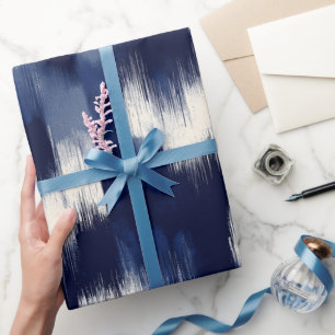 Artistieke kwast marine-indigo slag abstract patro cadeaupapier