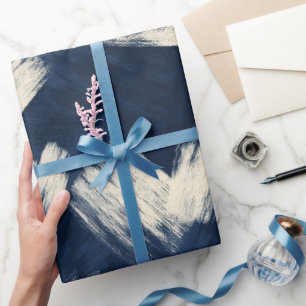 Artistieke kwast Navy Indigo Streek Abstract Patro Cadeaupapier