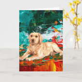 Artistieke Labrador Dog Abstract Kaart (Gele Bloem)