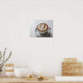 Artistieke latte schuim textuur op hete cacao poster (Keuken)