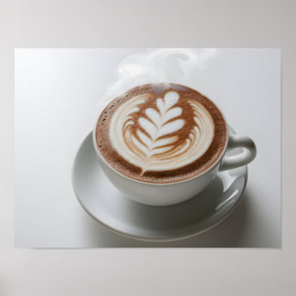 Artistieke latte schuim textuur op hete cacao poster