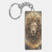 Artistieke Leeuw met Gouden Geometrie Sleutelhanger (Voorkant Links)