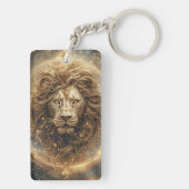 Artistieke Leeuw met Gouden Geometrie Sleutelhanger (achterkant)