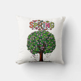 Artistieke Lente Bloesem Boom Grafiek  Kussen