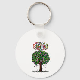 Artistieke Lente Bloesem Boom Grafiek  Sleutelhanger
