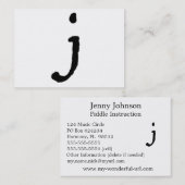 Artistieke letter "J" Handvol met letterlijk stijl Visitekaartje (Voorkant / Achterkant)
