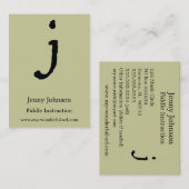 Artistieke letter "J" Handvol met letterlijk stijl Visitekaartje (Voorkant / Achterkant)