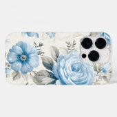 Artistieke lichte pastelblauwe Rozen Case-Mate iPhone Case (Achterkant (horizontaal))