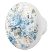 Artistieke lichte pastelblauwe Rozen Keramische Knop (Rechts)