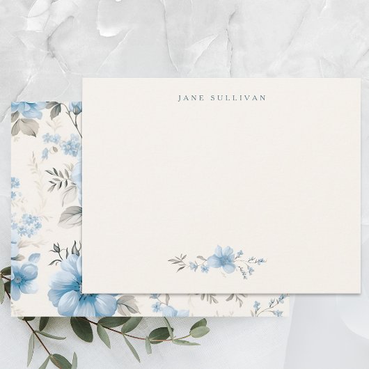 Artistieke lichte pastelblauwe Rozen Notitiekaartje