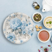 Artistieke lichte pastelblauwe Rozen Papieren Bordje