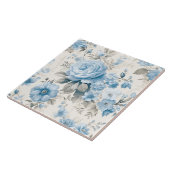 Artistieke lichte pastelblauwe Rozen Tegeltje (Zijkant)