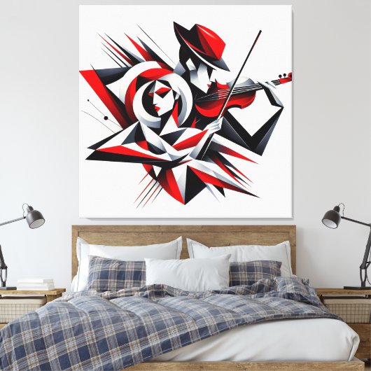 Artistieke liefde en muziek canvas afdruk (Insitu (Slaapkamer))