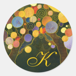Artistieke liefdesbomen Wedding Favor Monogram Ronde Sticker
