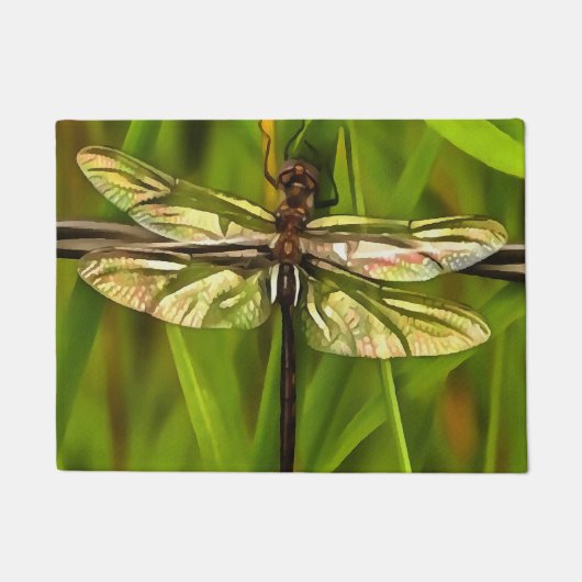 Artistieke limonade in bruin en geel op groen deurmat (Voorkant)