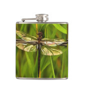 Artistieke limonade in bruin en geel op groen heupfles (Voorkant)