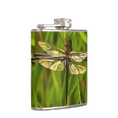 Artistieke limonade in bruin en geel op groen heupfles (Rechts)