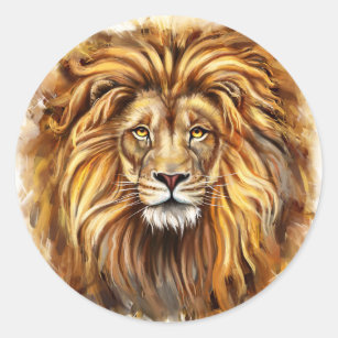 Artistieke lion Face Round Stickers