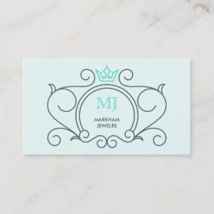Artistieke Logo Kroon Diamant Edelsteen Grijs Aqua Visitekaartje