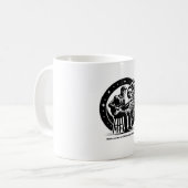 Artistieke logo zwart-wit koffie mok (Voorkant links)