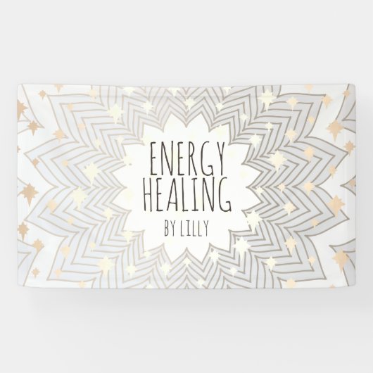 Artistieke Lotus Flower Mandala Holistic Healer Bu Spandoek (Horizontaal)