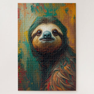 Artistieke Luiaard Portret Levendige olieverfschil Legpuzzel
