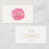 Artistieke luiroze Waterverf Hallo groet Visitekaartje (Voorkant / Achterkant)