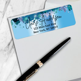 Artistieke Luxe Chic Modern Glam Blue Metallic Etiket