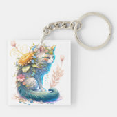 Artistieke Majestic kat illustratie Sleutelhanger (Achterkant)