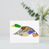 Artistieke Mallard Duck in Flight Art Briefkaart (Staand voorkant)