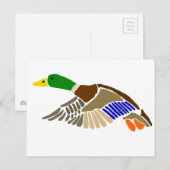 Artistieke Mallard Duck in Flight Art Briefkaart (Voorkant / Achterkant)