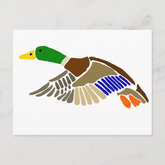 Artistieke Mallard Duck in Flight Art Briefkaart (Voorkant)