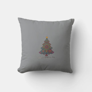 Artistieke Mandala Kerstboom Vrolijke Harmonie Gri Kussen