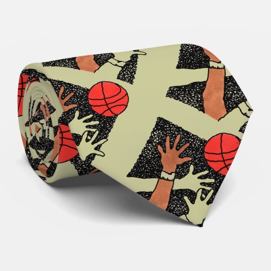 Artistieke Mannen op basis van basketball Necktie Stropdas (Opgerold)