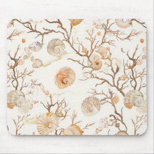 Artistieke Mariene Koraal Schelp Terracotta Ivoor Muismat