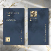 Artistieke Marine Blauw Goud Luxe Monogram Visitekaartje