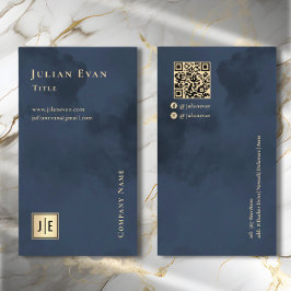 Artistieke Marine Blauw Goud Luxe Monogram Visitekaartje