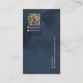 Artistieke Marine Blauw Goud Luxe Monogram Visitekaartje (Achterkant)